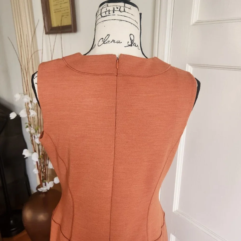 Buchanan and Kang Burnt Orange Sleeveless Sheath Dress Sz 6 NWOT - Picture 7 of 9
